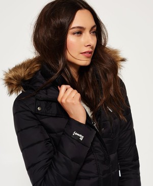 Superdry Fuji Slim Double Cipzár Hooded Női Kabát Fekete | LKPMX4691